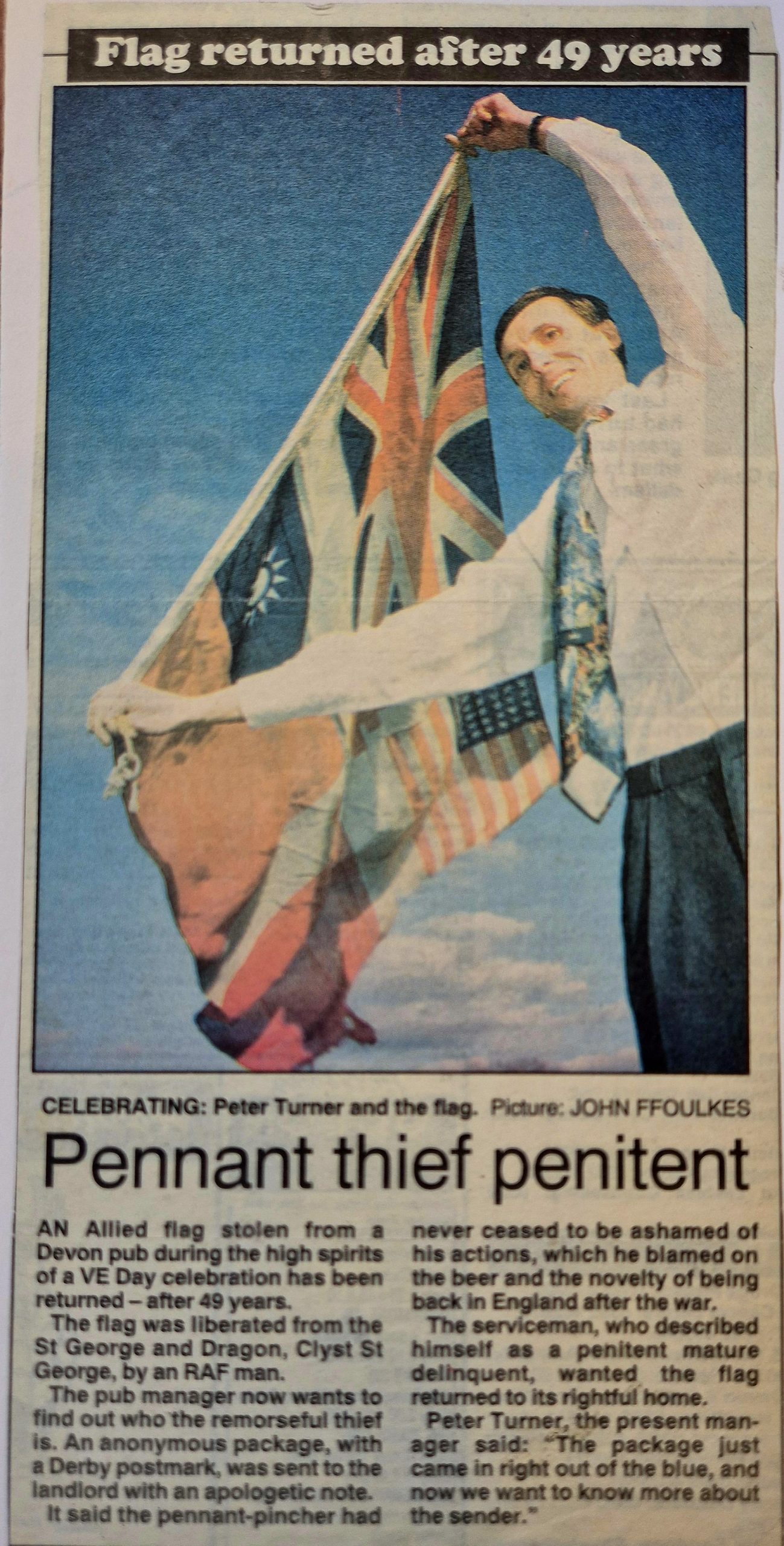 Peter Turner(Landlord) and the missing flag – RAF Exeter Archive